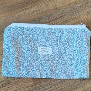 Handmade Zipper Pouch, Blue & White